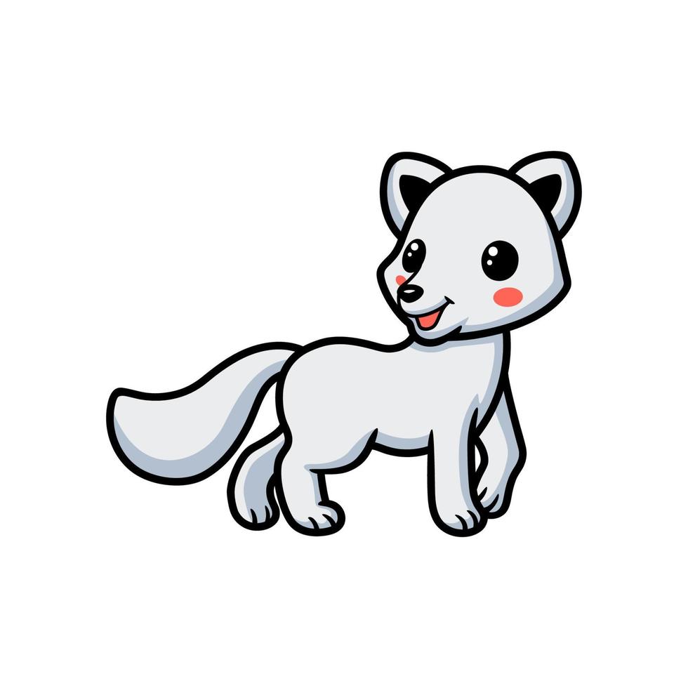 Cute little arctic fox cartoon vector
