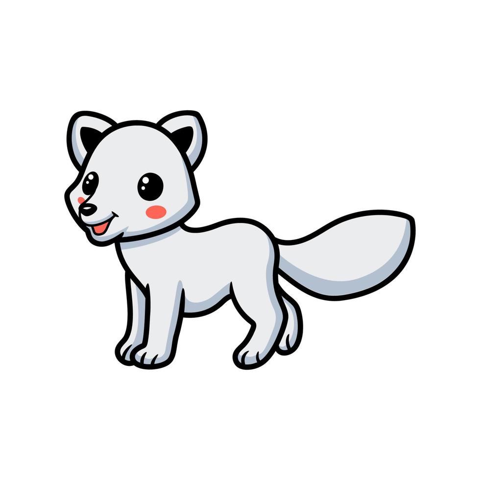 Cute little arctic fox cartoon vector