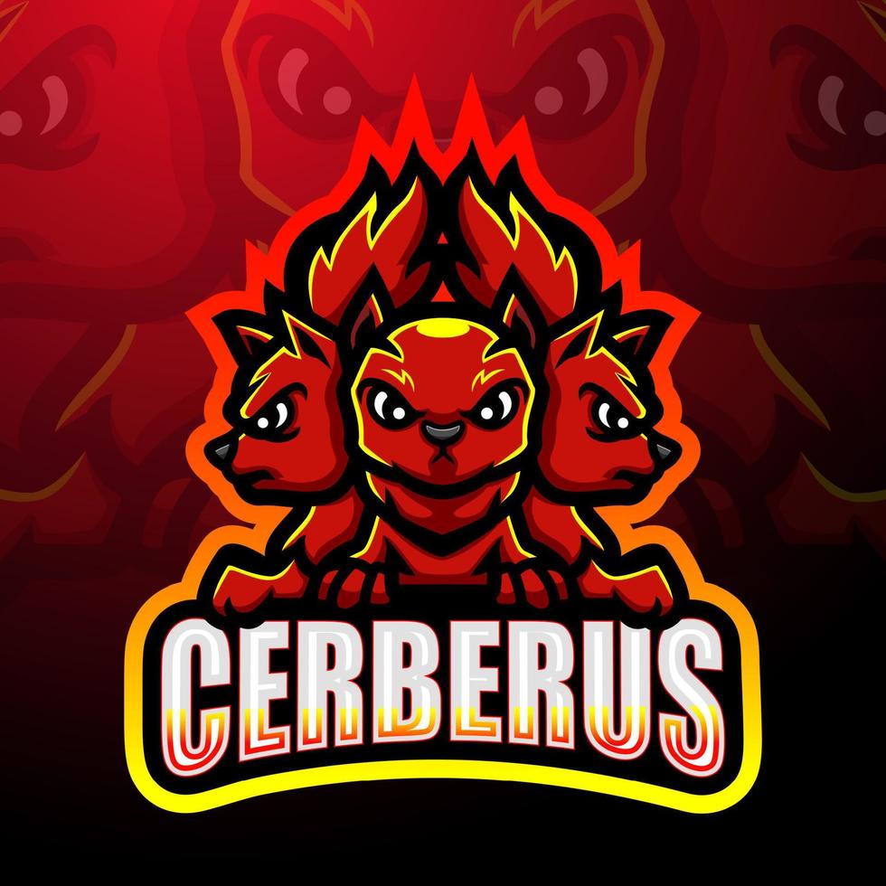 diseño de logotipo de esport de mascota cerberus vector