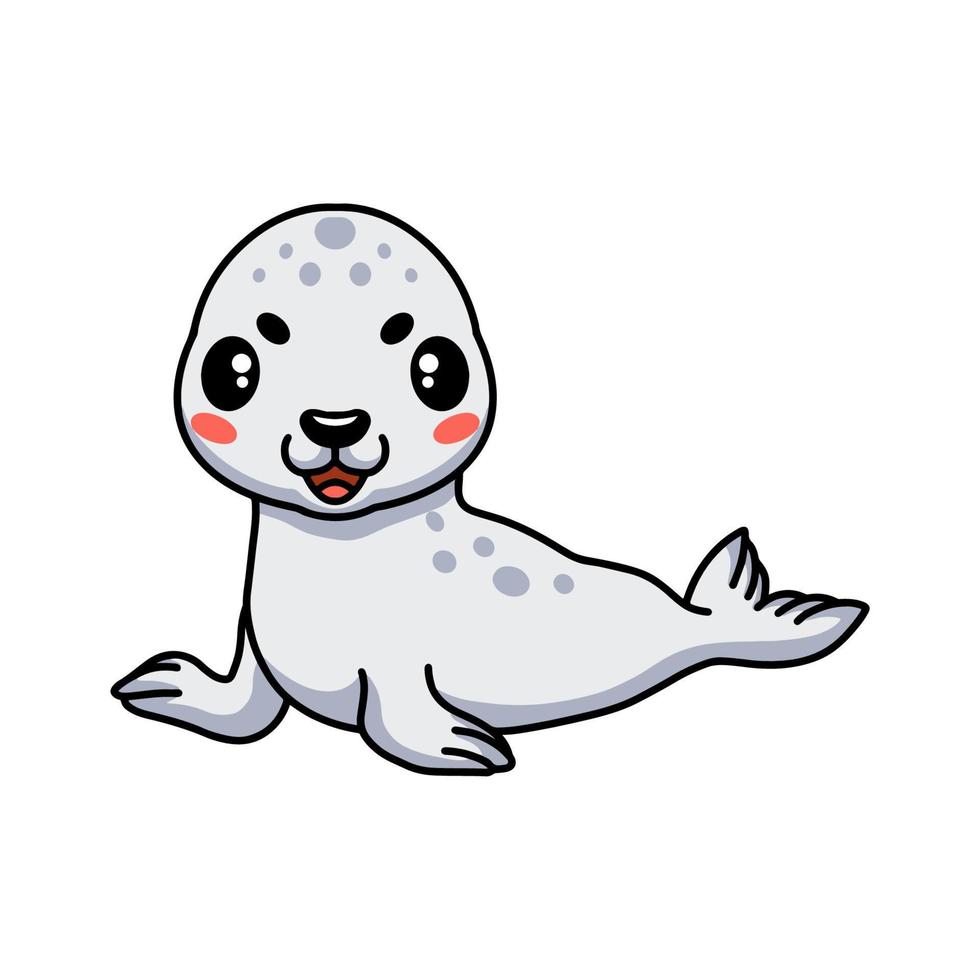 Cute white little seal cartoon vector