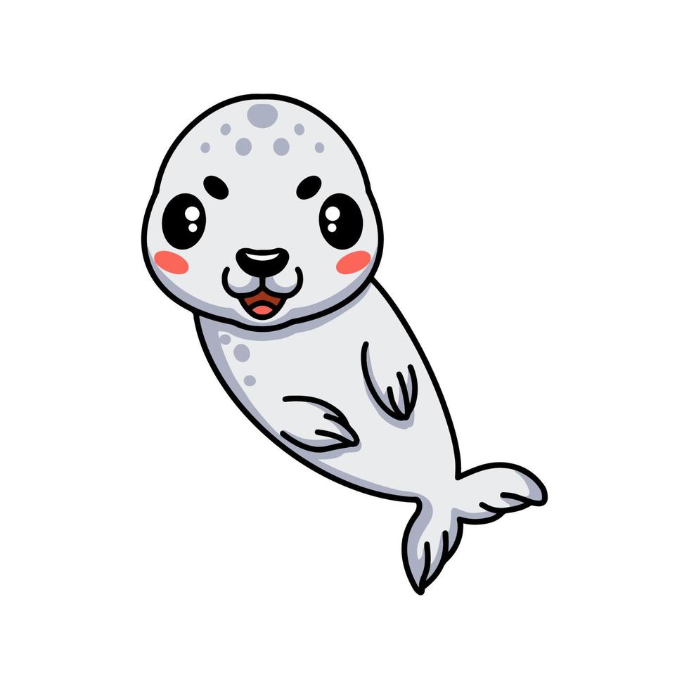 Cute white little seal cartoon vector