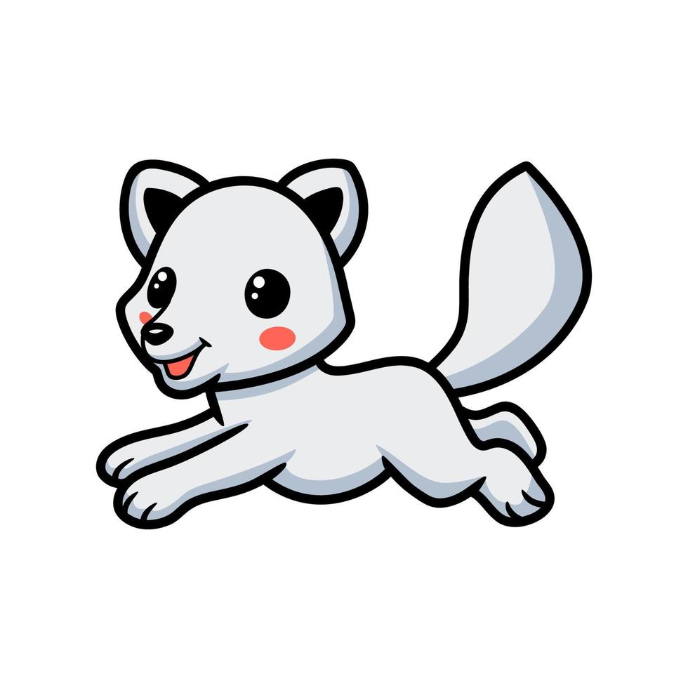 Cute little arctic fox cartoon jumping vector