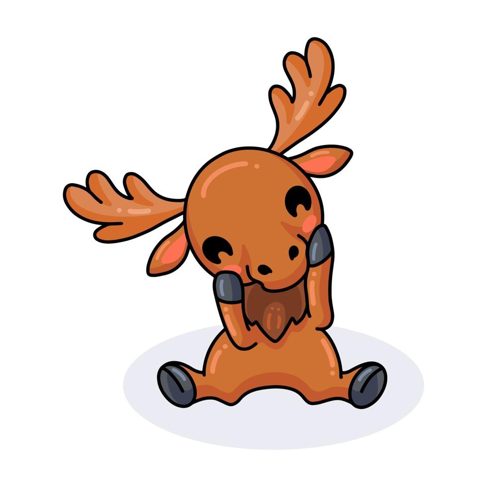 Cute little moose cartoon sitting vector