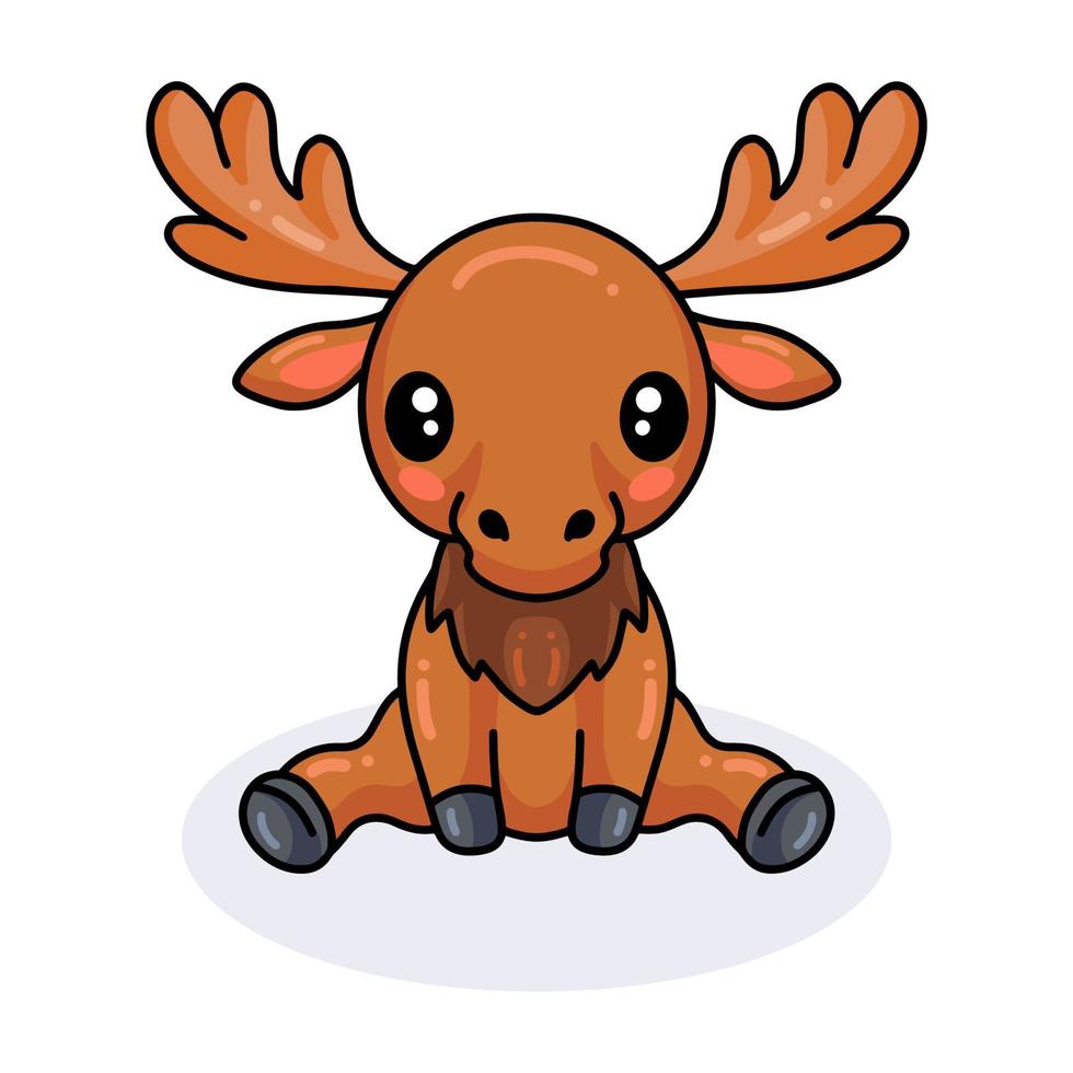 Cute little moose cartoon sitting vector