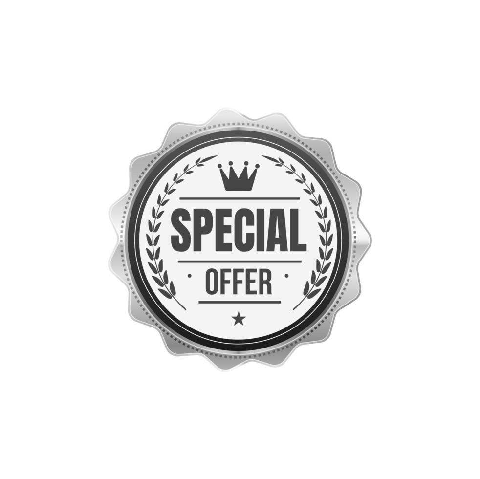 Shop sale special offer silver badge and label vector