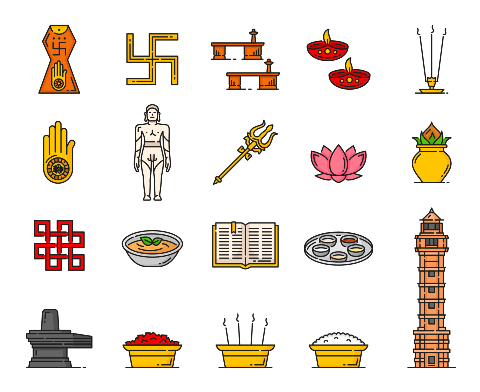 Jainism religion icons of indian religious symbols 11762582 Vector Art at  Vecteezy