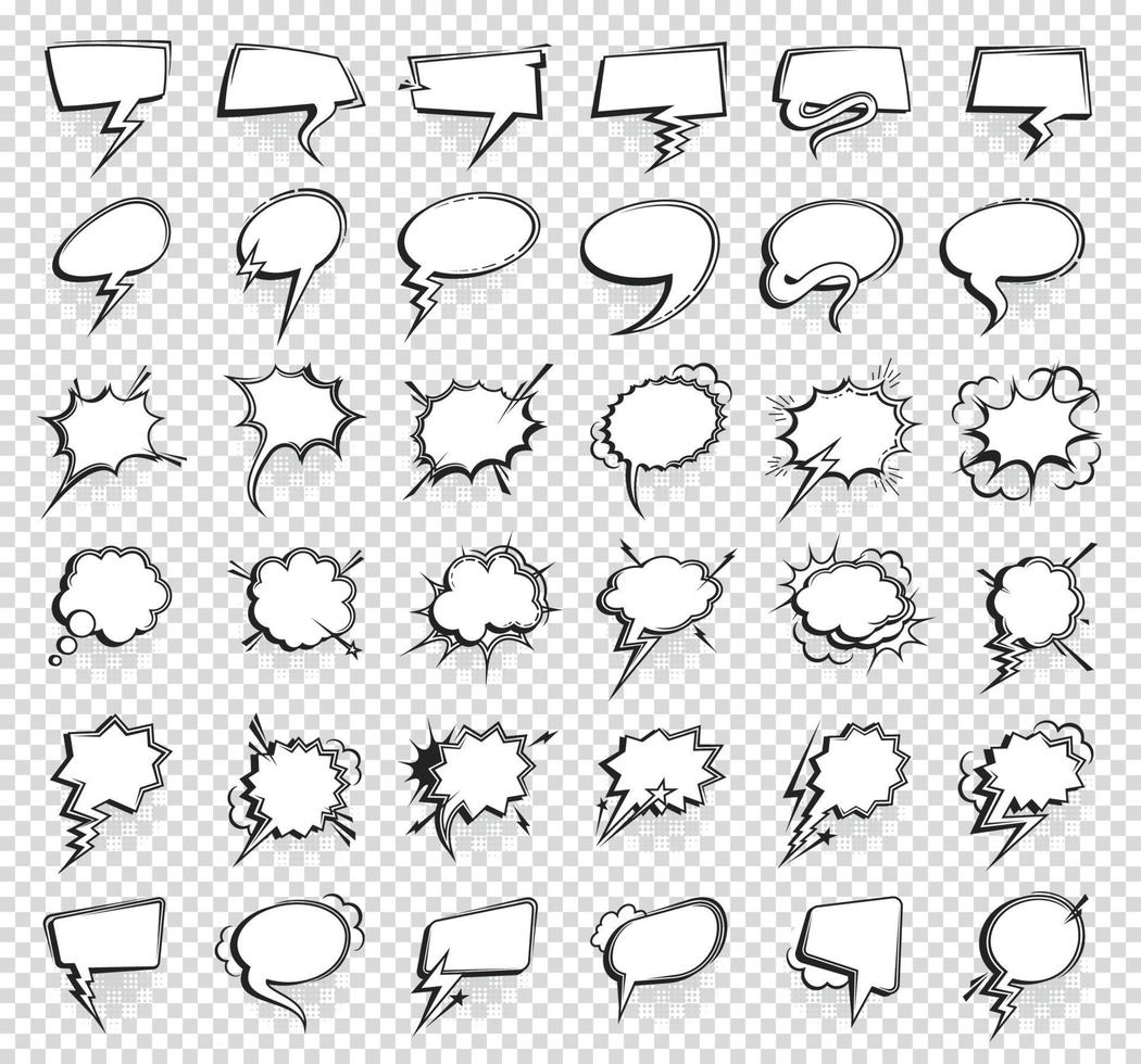 Comic speech bubbles, think clouds, talk balloons vector