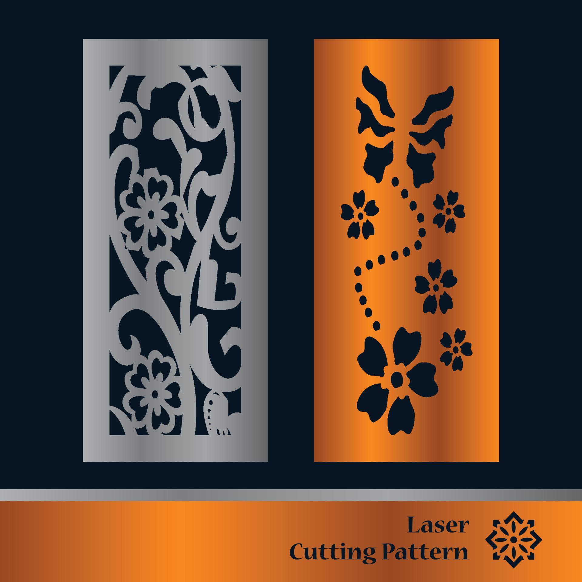Decorative panels for laser cutting. Cutout silhouette with abstract