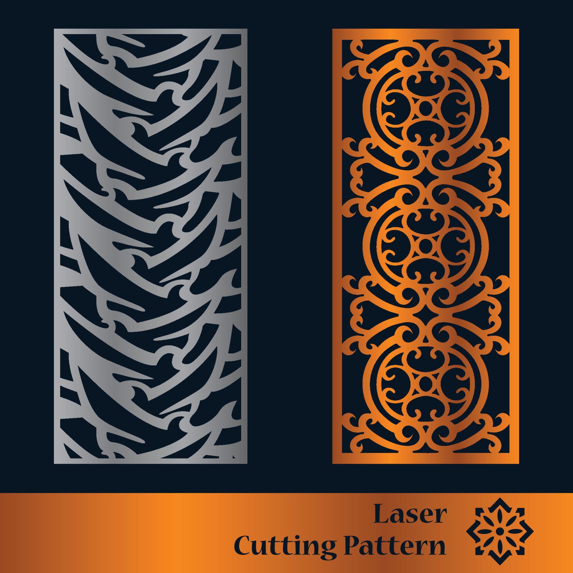 Decorative panels for laser cutting. Cutout silhouette with abstract