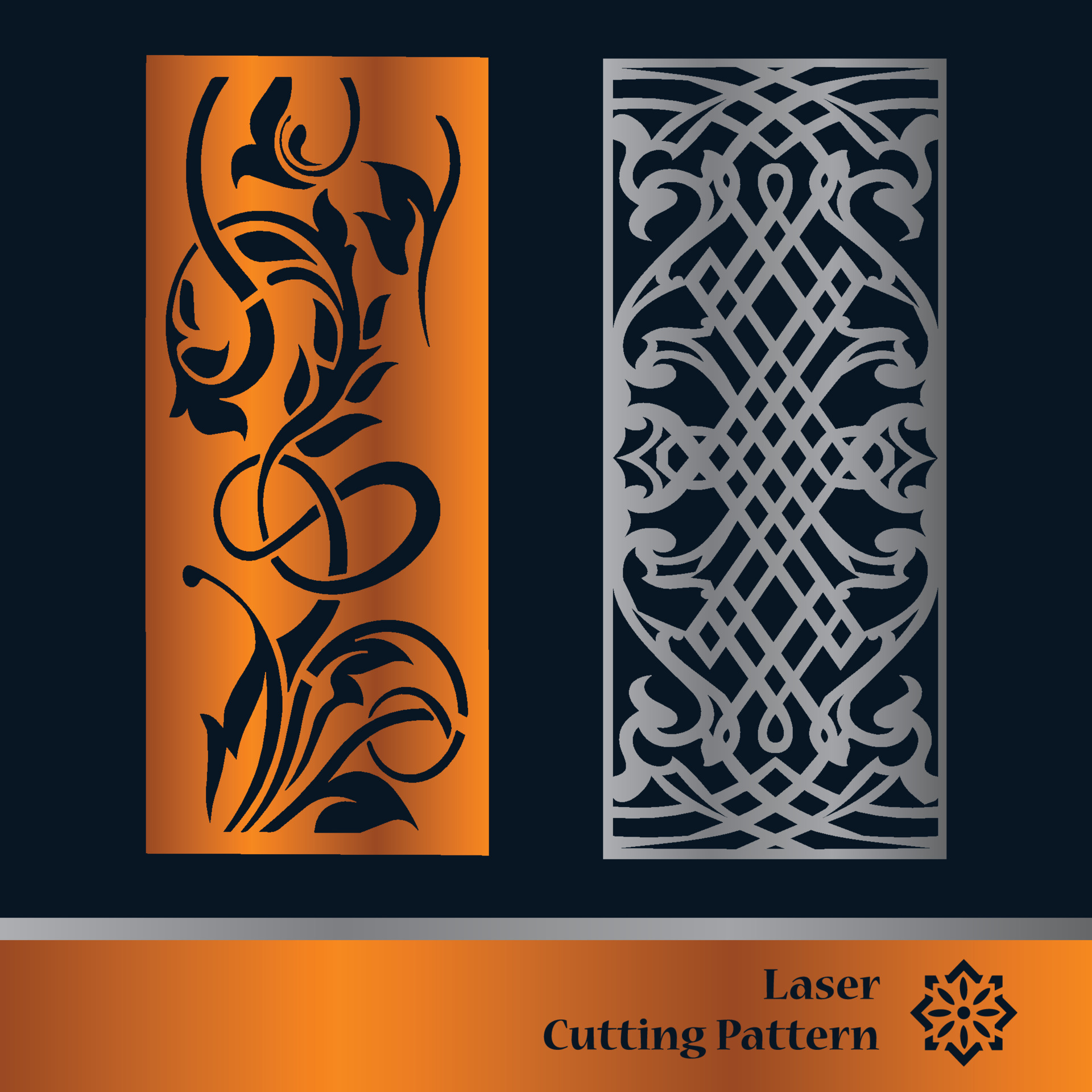 Decorative panels for laser cutting. Cutout silhouette with abstract