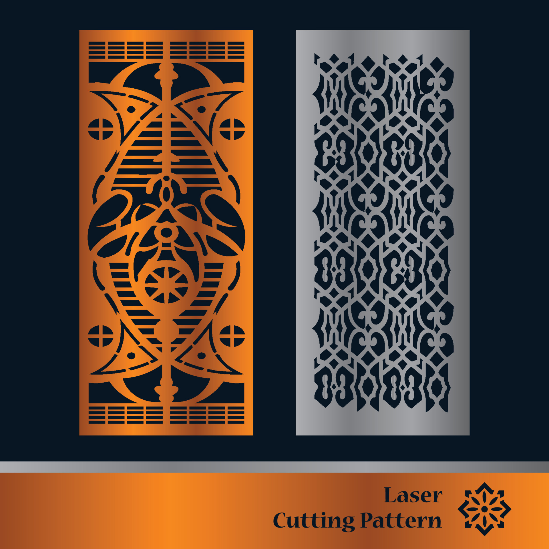 Paneles decorativos para corte por láser. silueta recortada con patrón