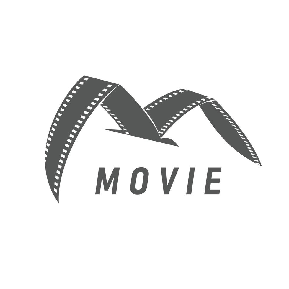 icono de cine con pájaro de película tira de carrete de película vector