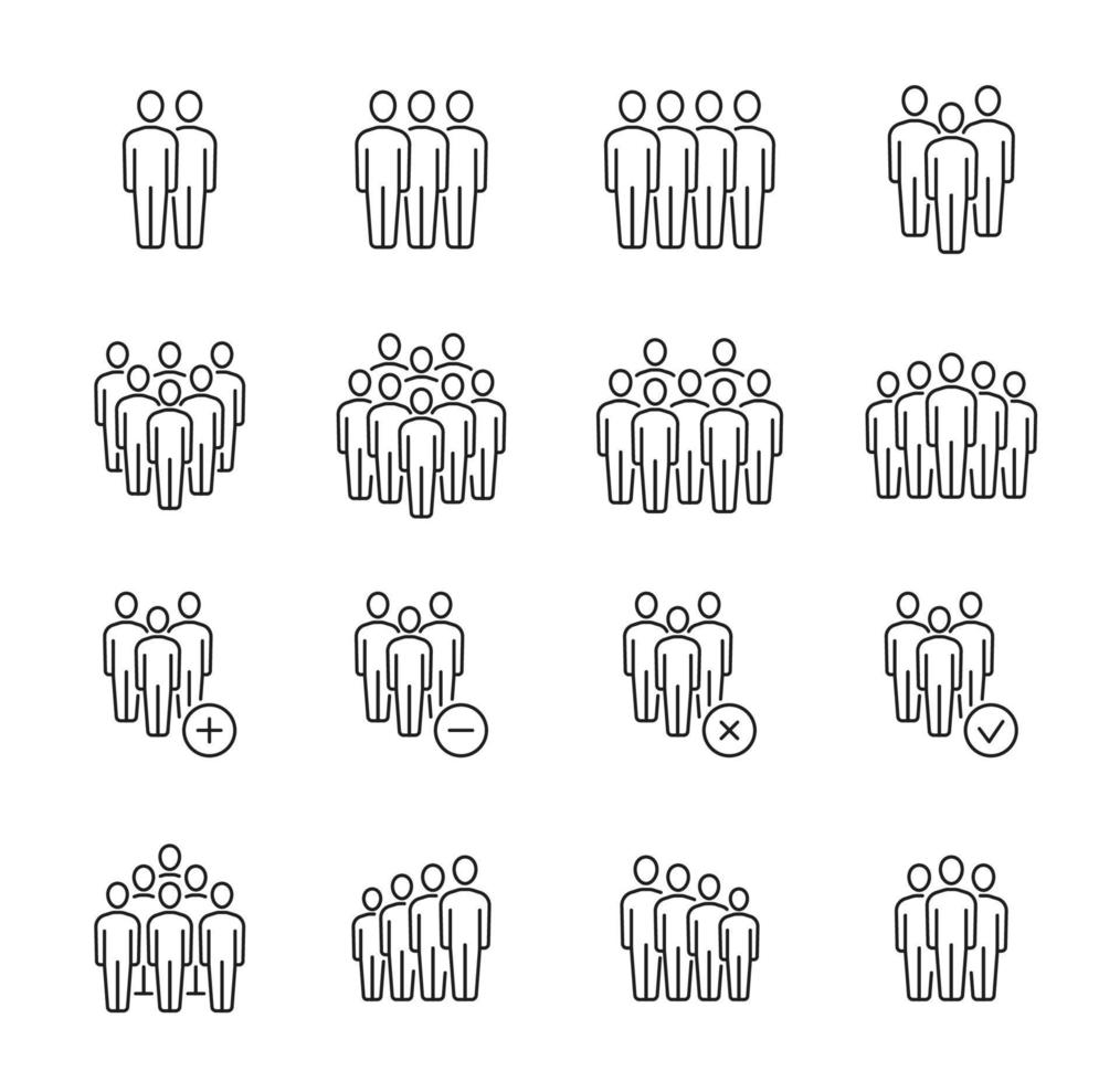 Business team community, people group line icons vector