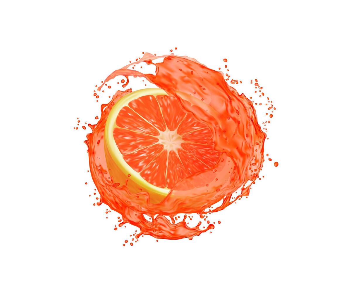 Grapefruit fruit slice with fresh juice splash 11762727 Vector Art at