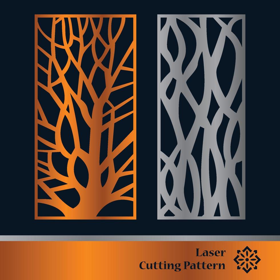 Decorative panels for laser cutting. Cutout silhouette with abstract