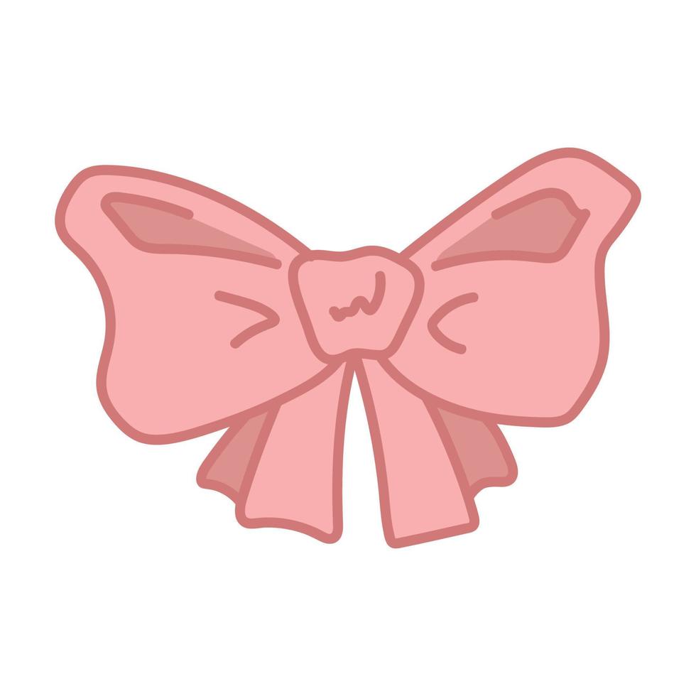 Cute pink bow. Cartoon style. Vector illustration isolated on white background.
