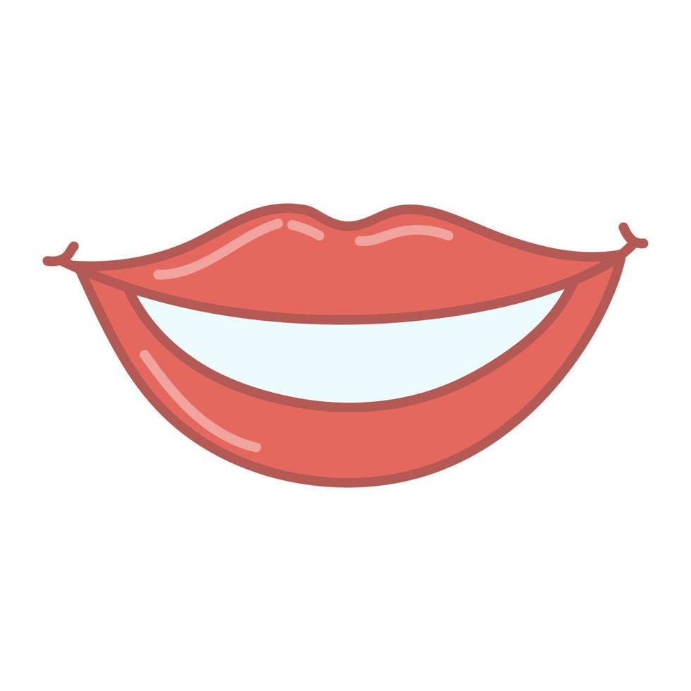 boca sonriente. labios rojos. estilo de dibujos animados vector aislado sobre fondo blanco.