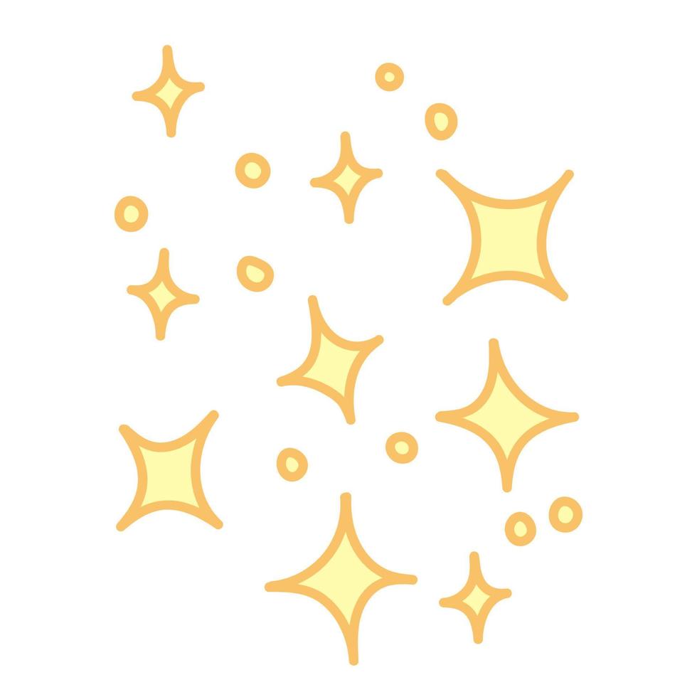 conjunto de decoraciones de estrellas y puntos. estilo de dibujos animados ilustración vectorial dibujada a mano aislada sobre fondo blanco. vector