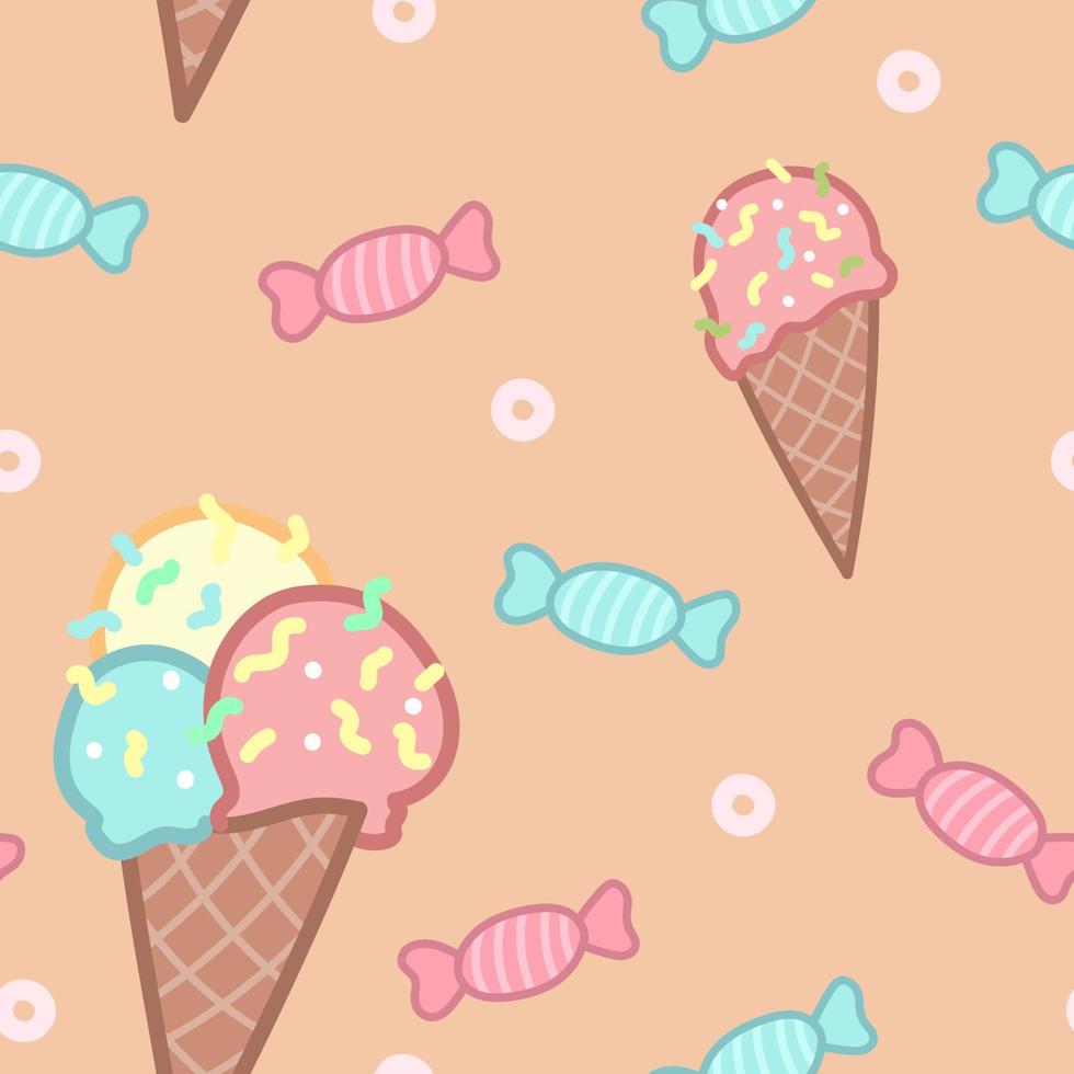 Sweets. Ice cream and candies. Celebrating seamless pattern. vector