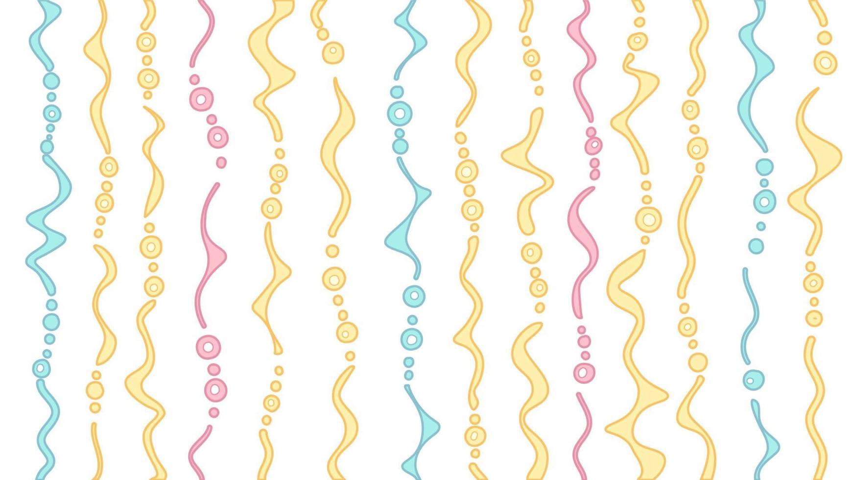 Colorful abstract background with waves on white. Hand drawn vector illustration.