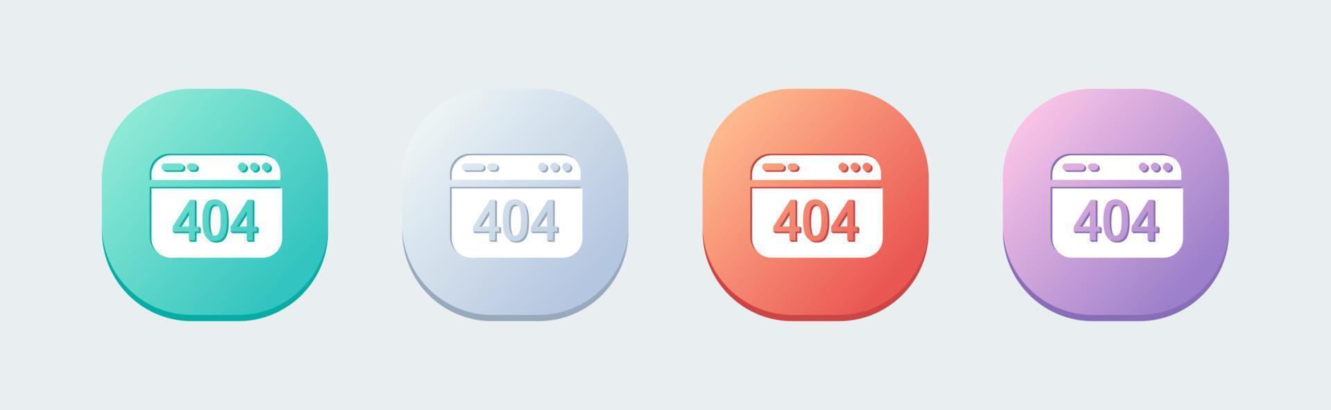 404 warning solid icon in flat design style. Error page signs vector illustration.