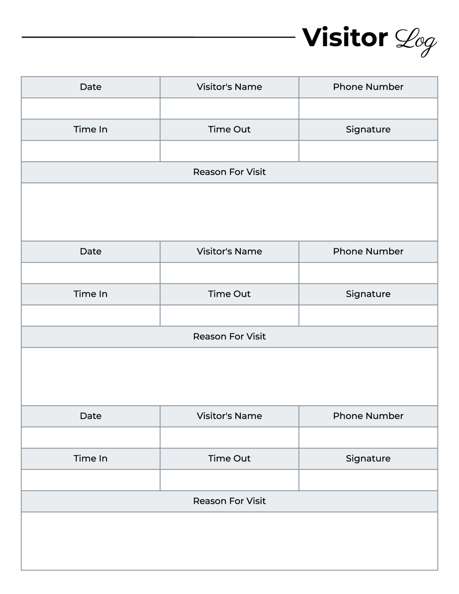 Visitor log book template 11763001 Vector Art at Vecteezy