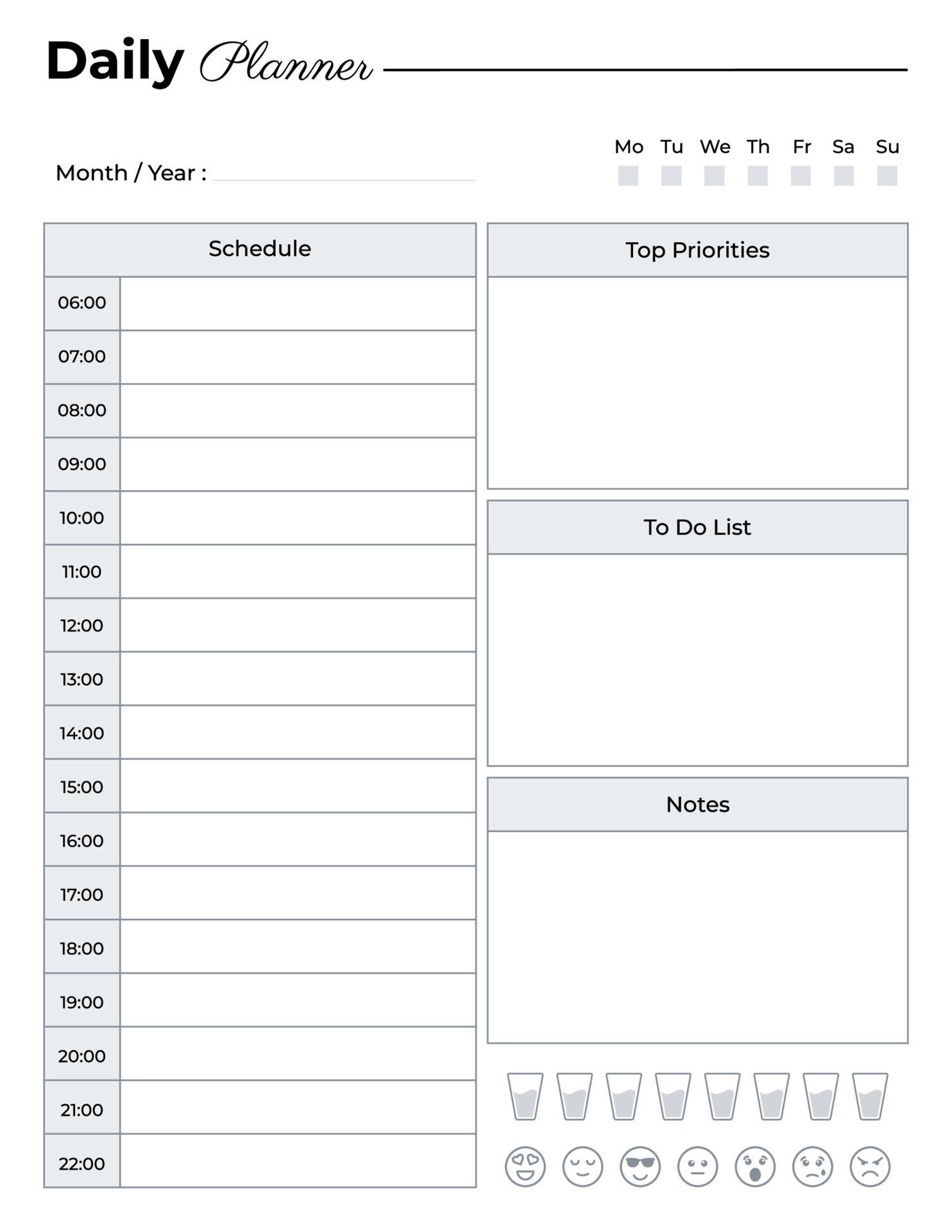 Daily planner template, Daily schedule planner 11763003 Vector Art at ...