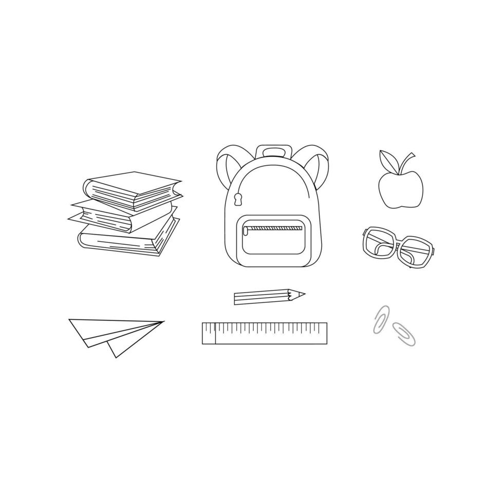 school objects isolated on white background vector