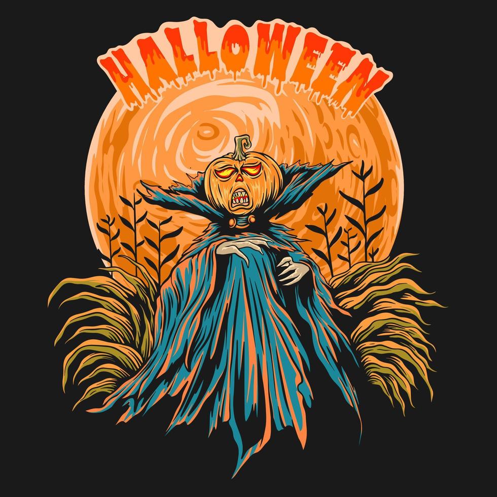 diseño de camiseta de halloween, fondo de ilustración de halloween espeluznante vector