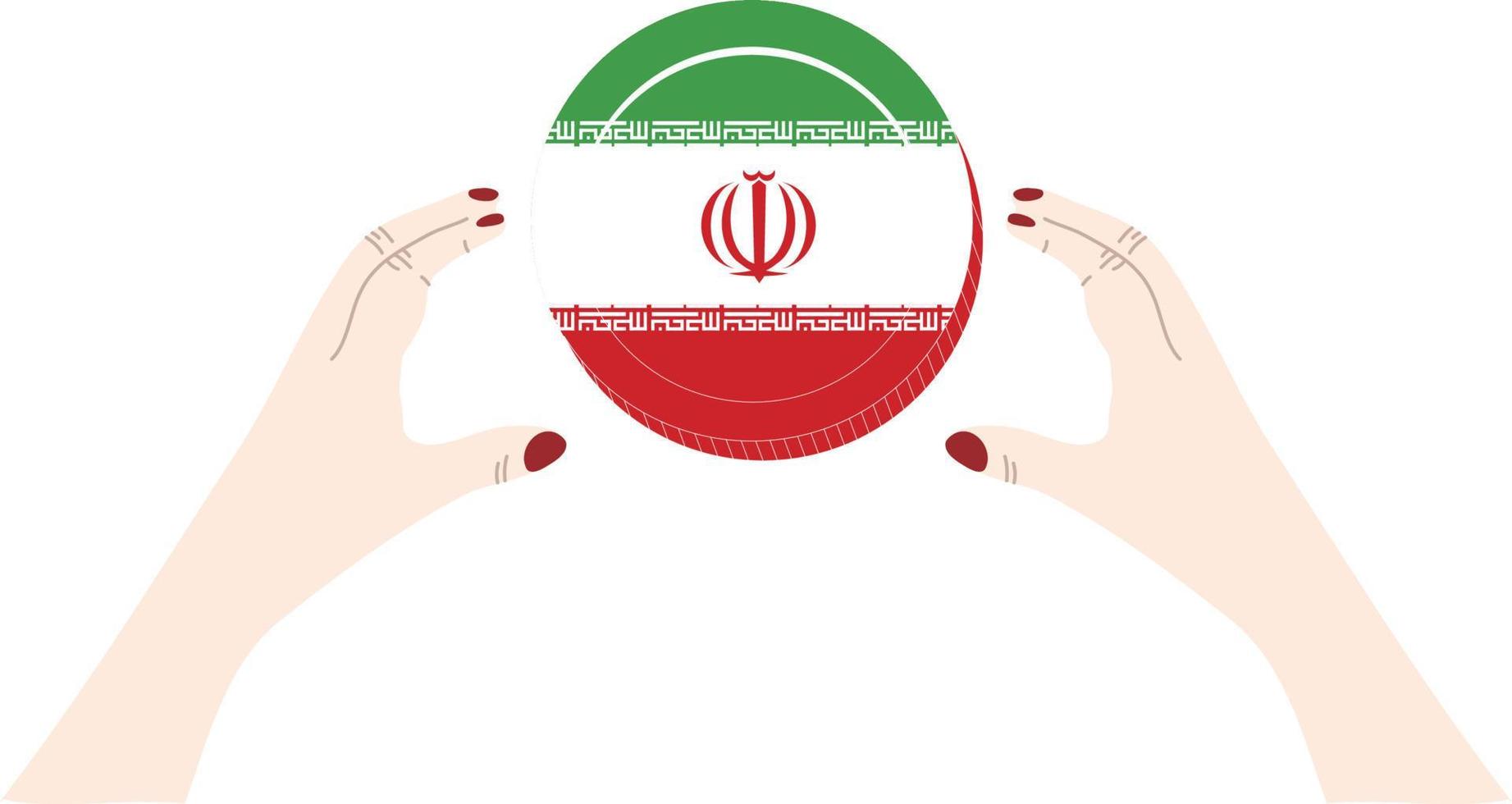 dibujado a mano de vector de bandera iraní, dibujado a mano de vector de rial iraní,