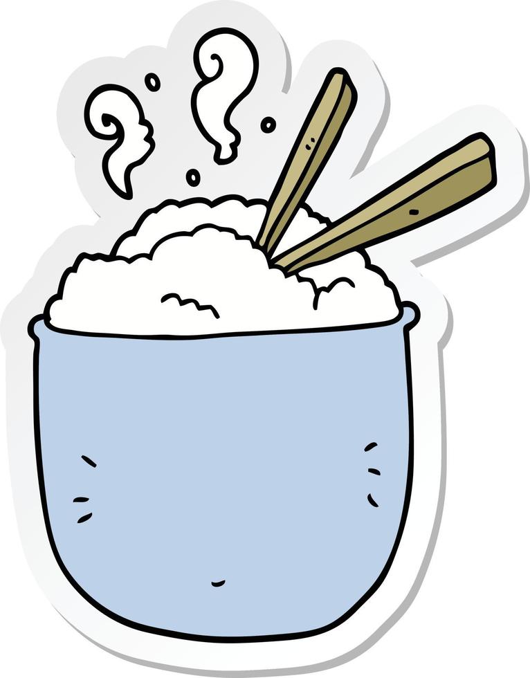 sticker of a cartoon bowl of rice vector