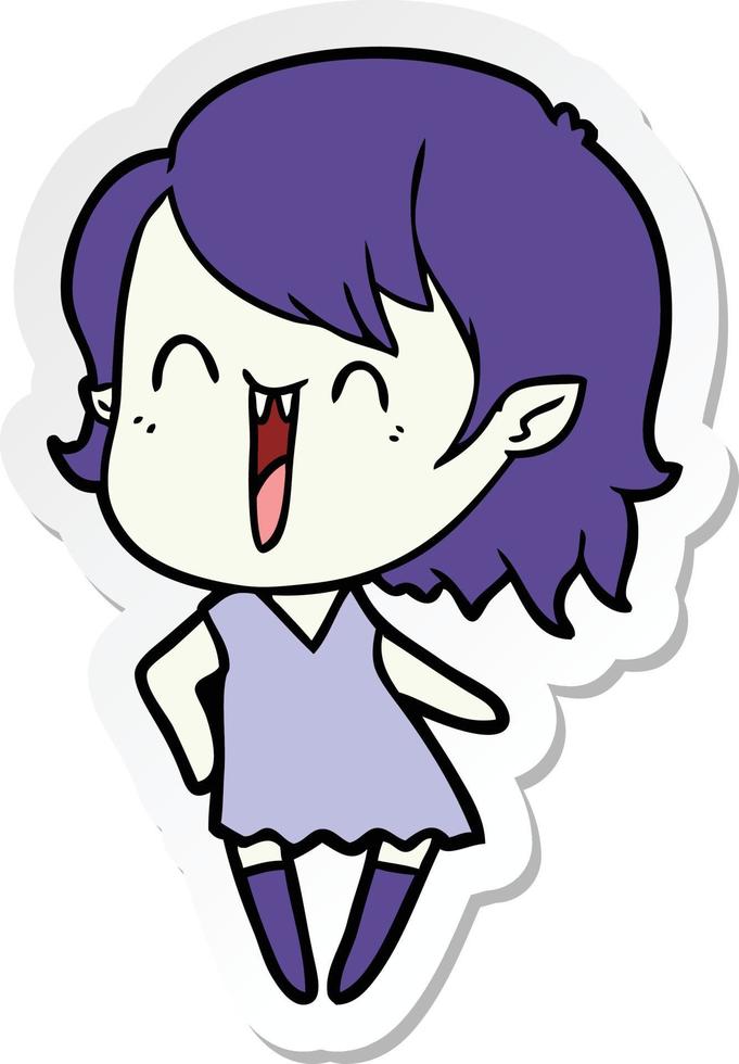 sticker of a cute cartoon happy vampire girl vector