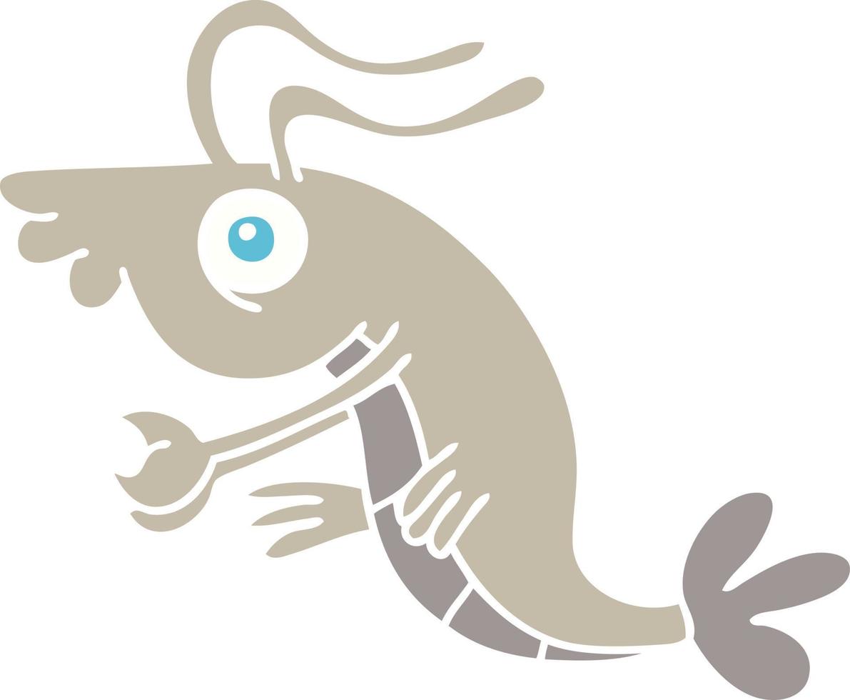 quirky hand drawn cartoon crayfish vector