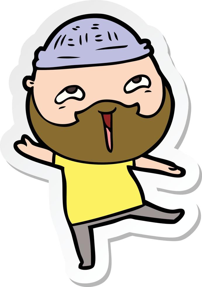 sticker of a cartoon happy bearded man vector