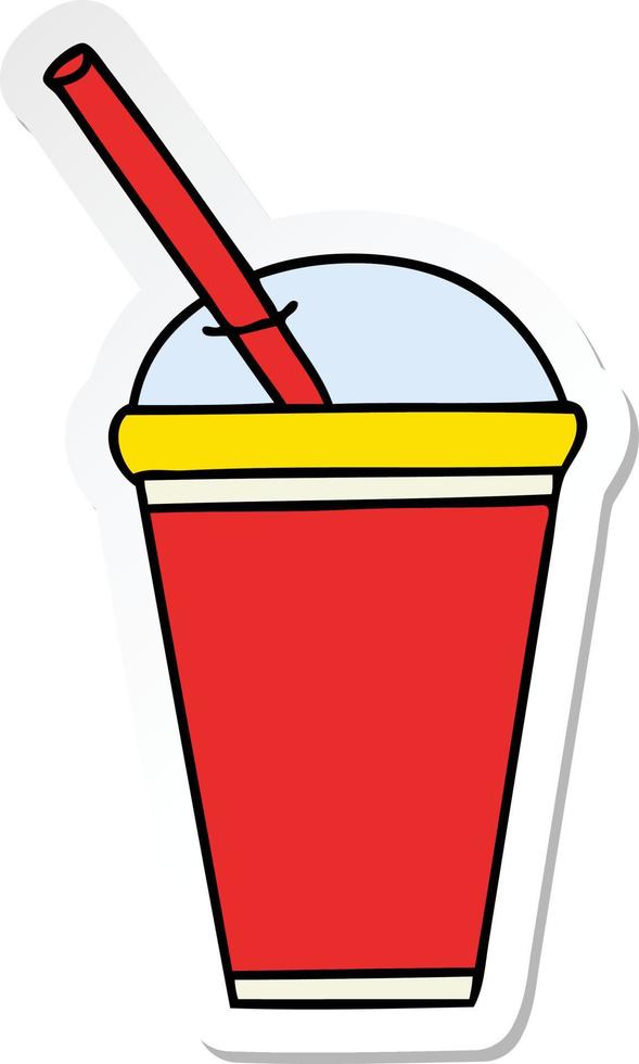 sticker of a quirky hand drawn cartoon soft drink vector