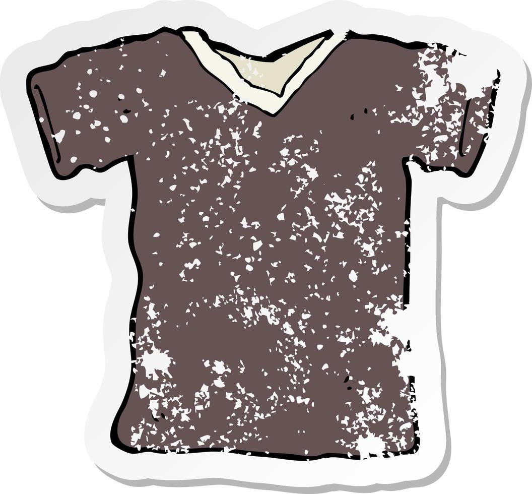 retro distressed sticker of a cartoon tee shirt vector