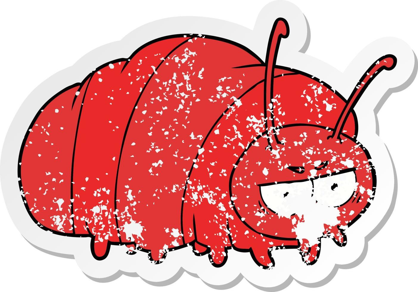 distressed sticker of a cartoon bug vector