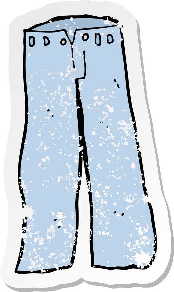 retro distressed sticker of a cartoon jeans vector