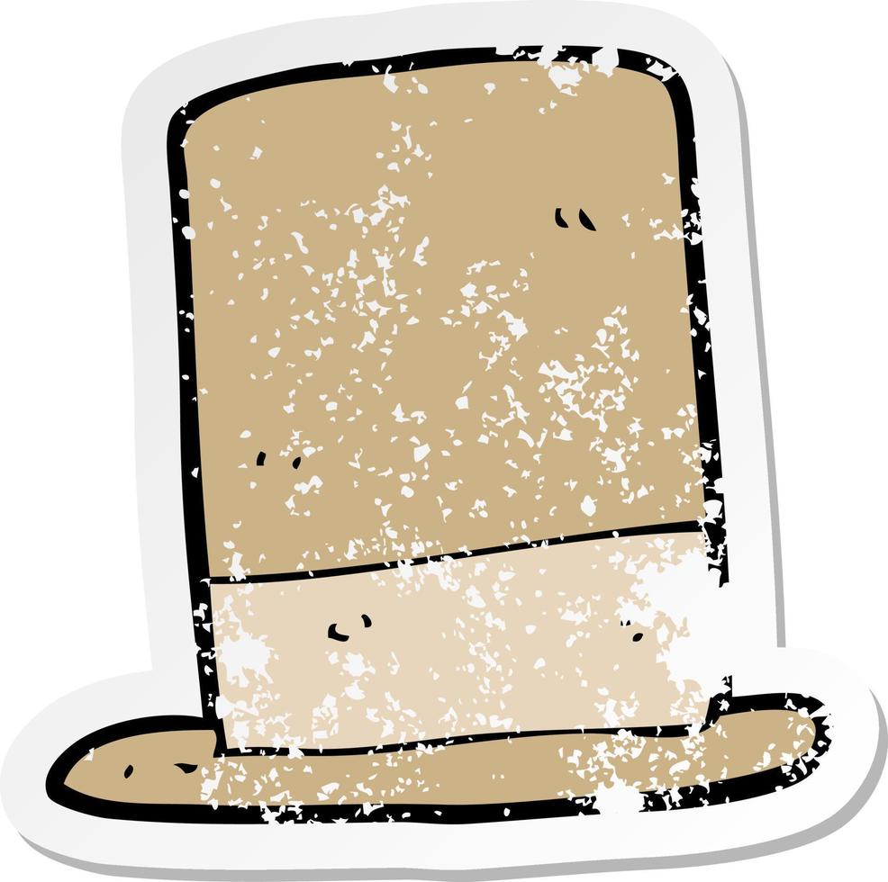 retro distressed sticker of a cartoon old hat vector