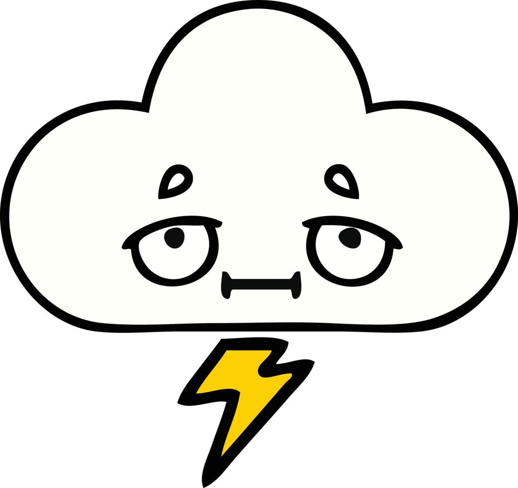 cute cartoon thunder cloud vector