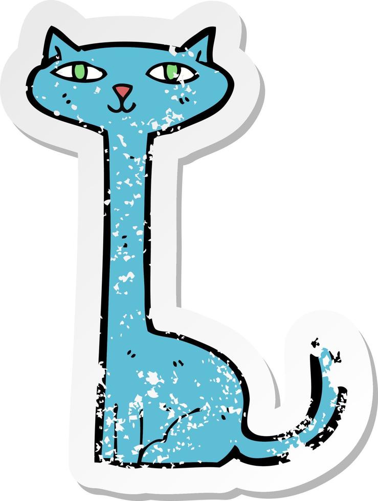 retro distressed sticker of a cartoon cat vector