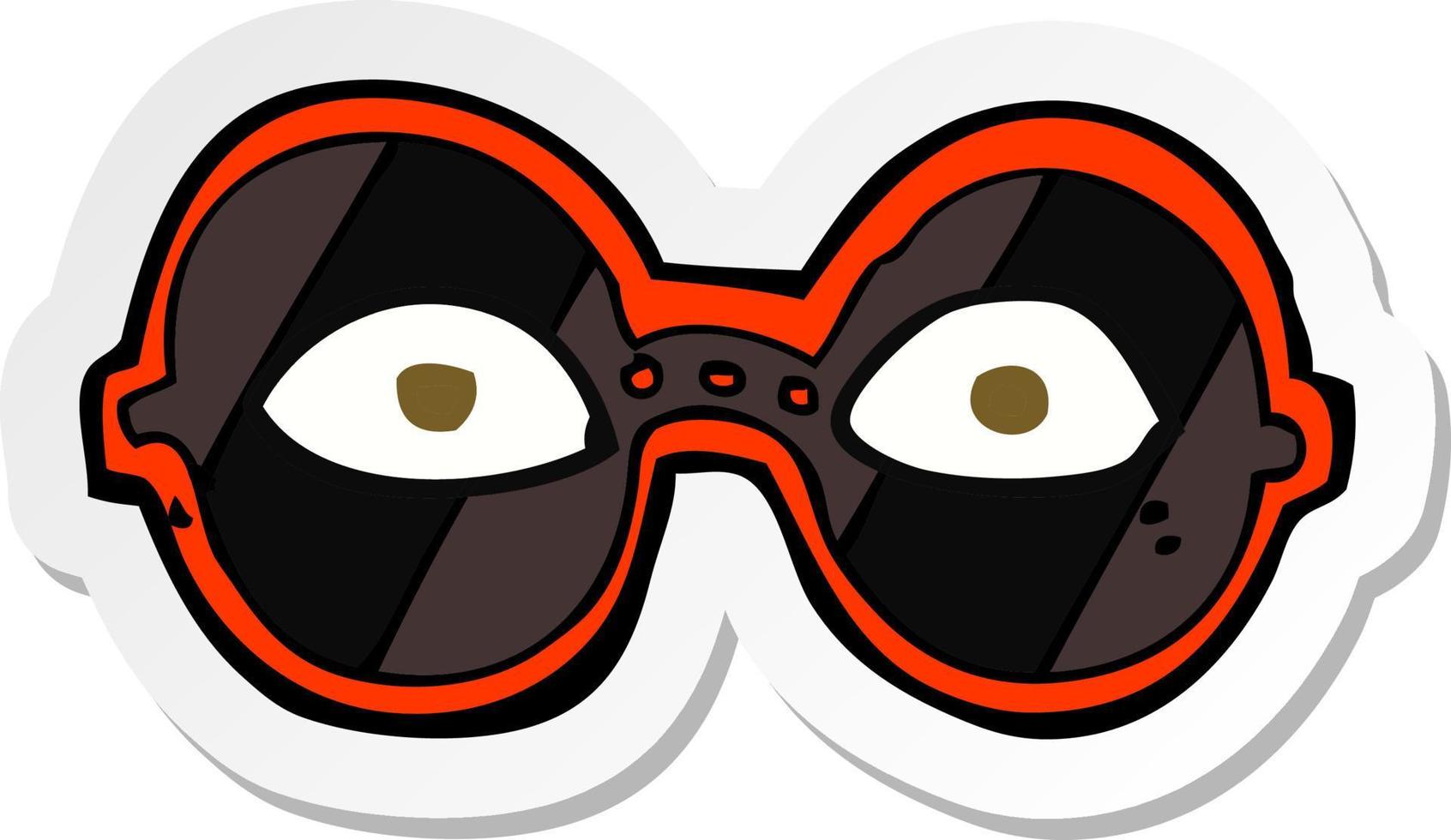 sticker of a cartoon eyes in dark glasses vector