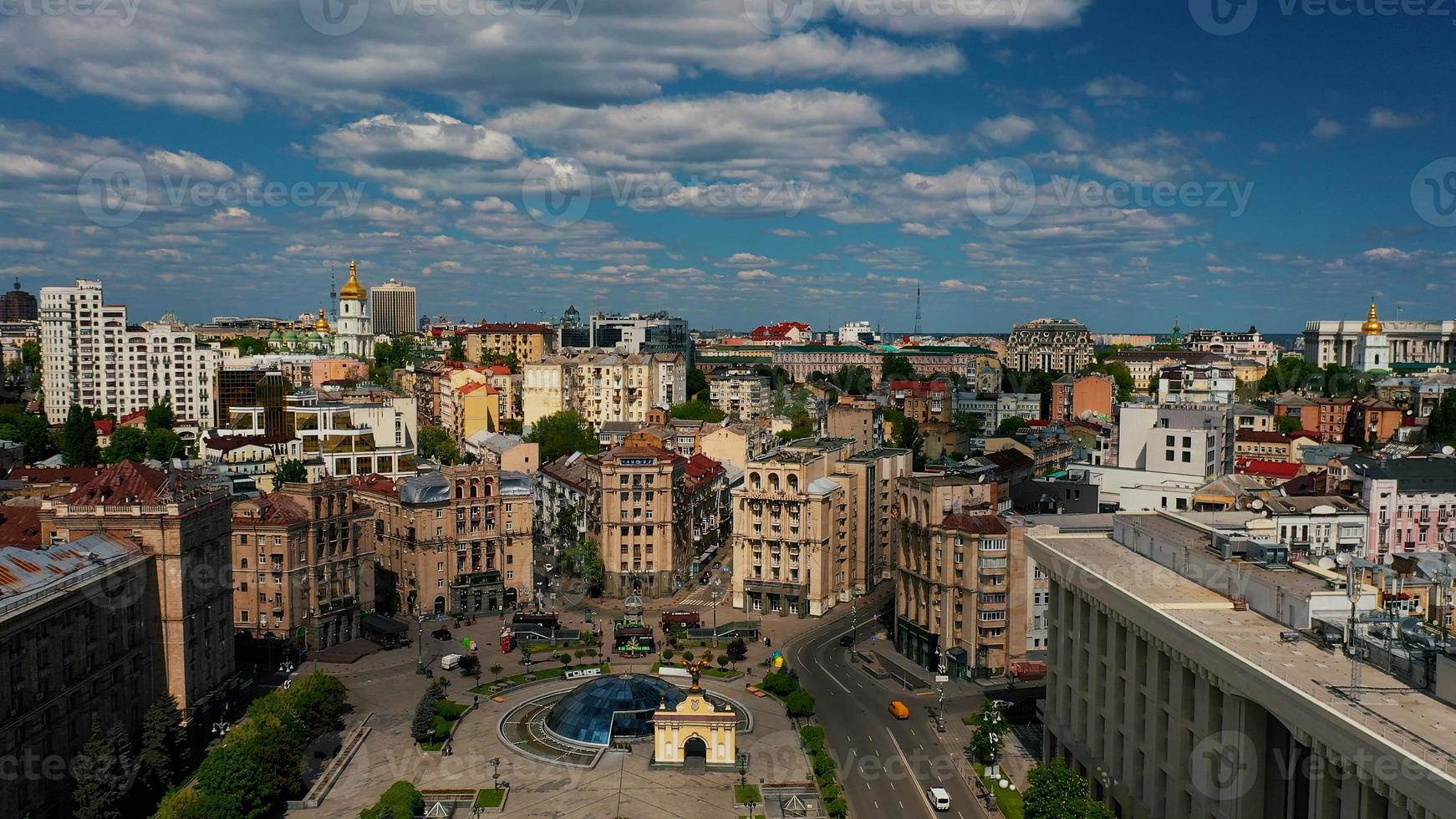 30.05.2020 Kiev Ukraine. Aerial photo of Maidan Nezalezhnosti.