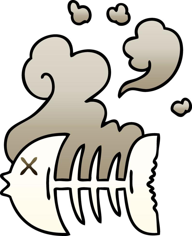 esqueleto de pez muerto de dibujos animados sombreado degradado peculiar vector