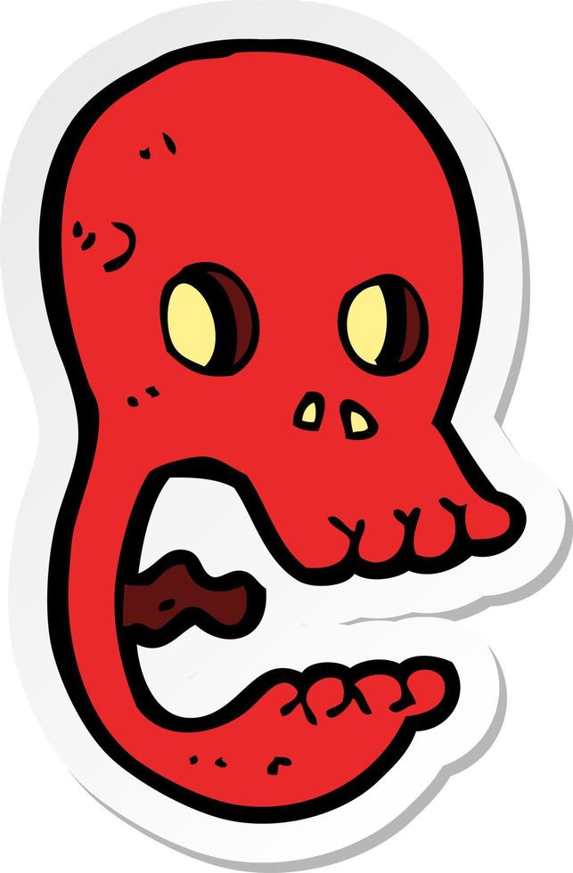 sticker of a funny cartoon skull vector