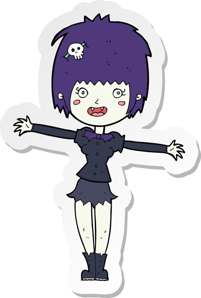 sticker of a cartoon happy vampire girl vector