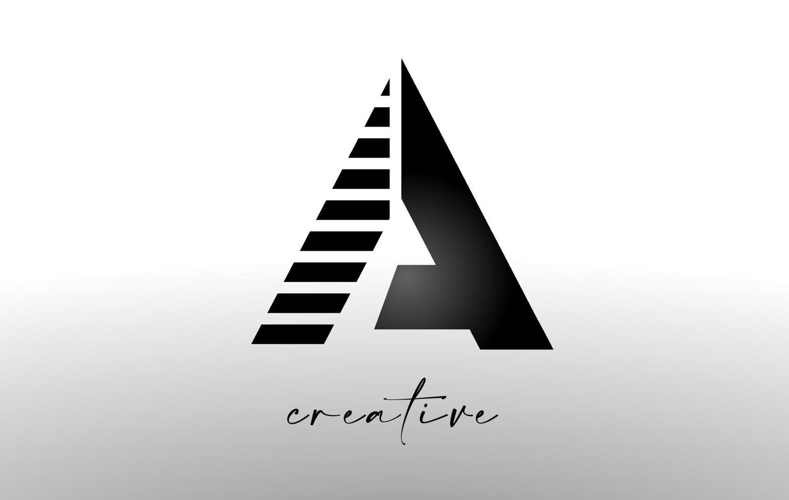 Lines Letter A Logo Design with Creative Lines Cut on half of The Letter vector