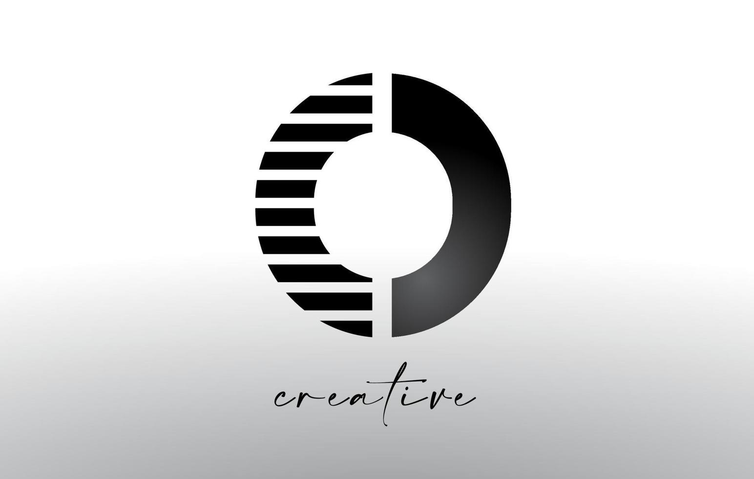 Lines Letter O Logo Design with Creative Lines Cut on half of The Letter vector