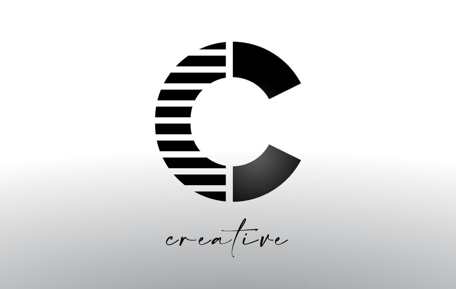 Lines Letter C Logo Design with Creative Lines Cut on half of The Letter vector