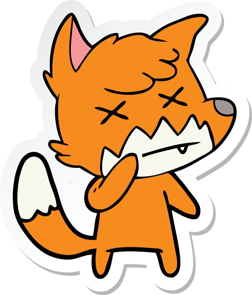 sticker of a cartoon cross eyed fox vector